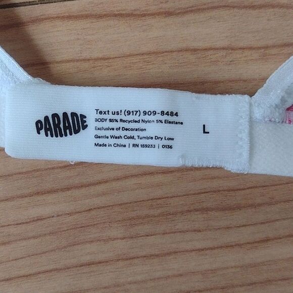 Parade White Summer Doodle Print Silky Mesh Triangle Bralette Size Large - Picture 9 of 12